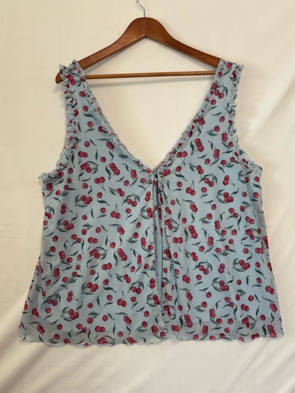 MIXED THREADS Cherry Print Mesh Camisole Top Size 2X